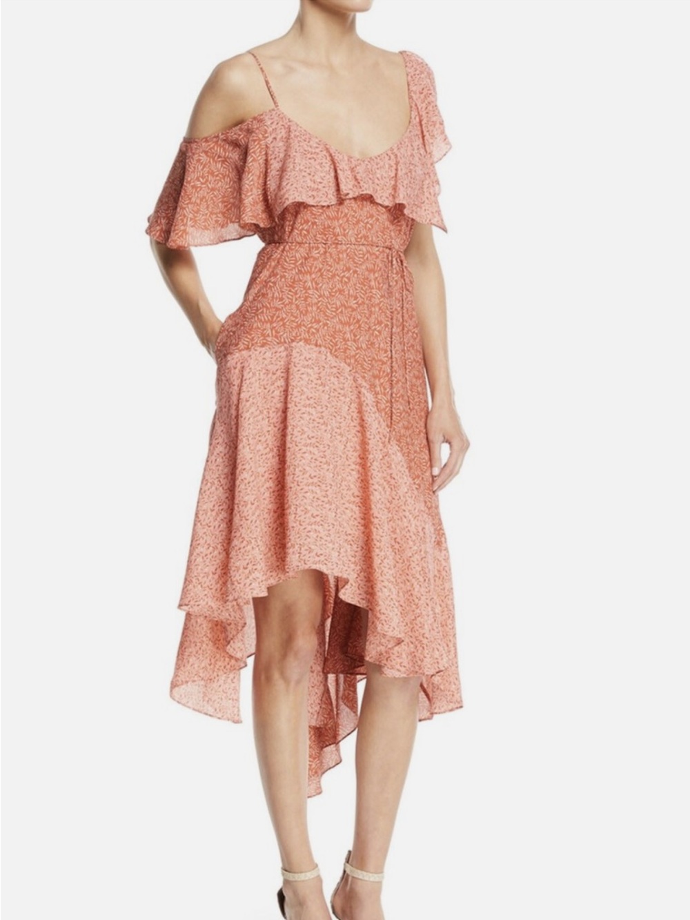 NWT Joie Hacinthia One-Shoulder Silk Midi Dress - Medium - Picture 3 of 5
